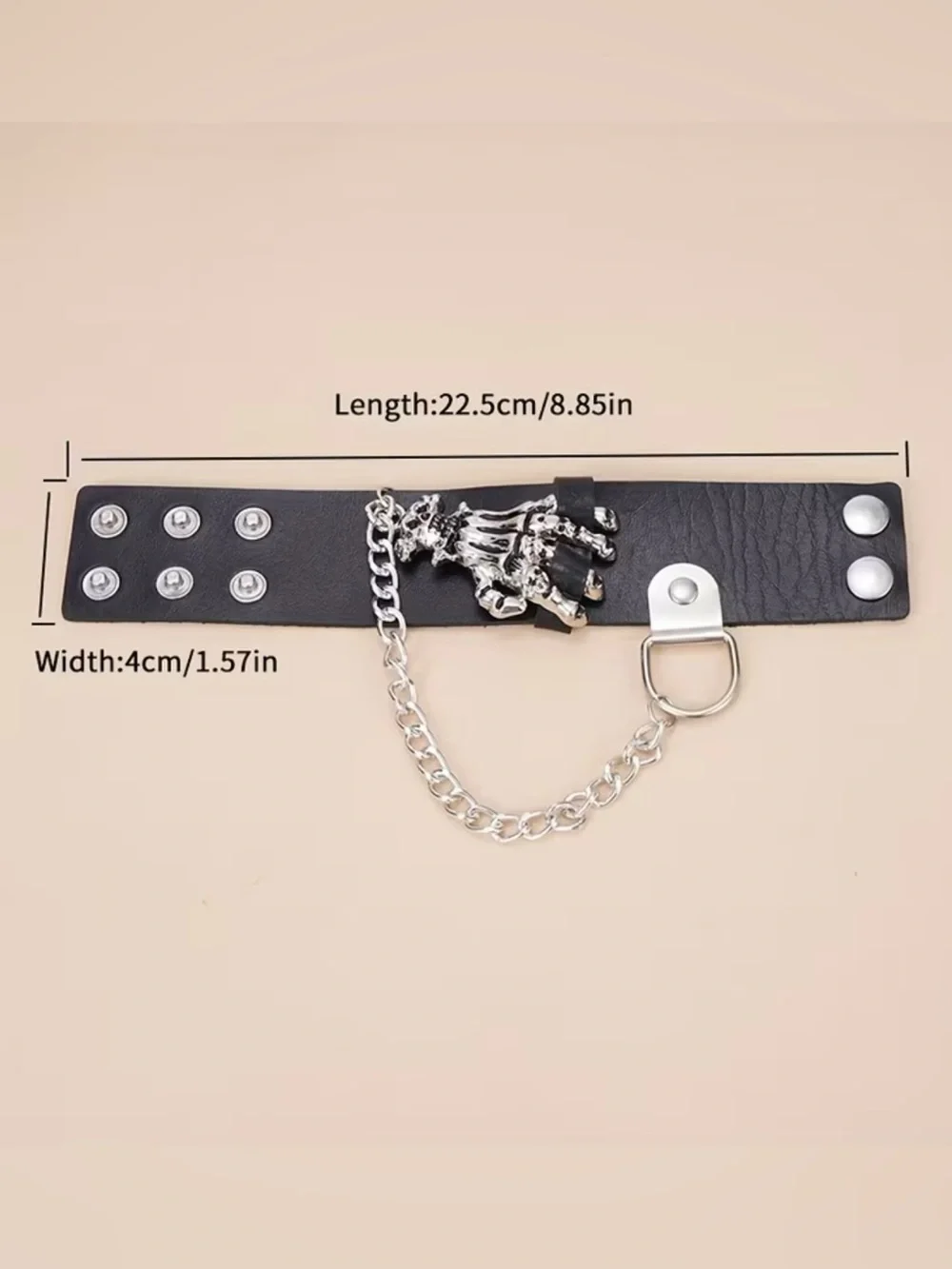 NEW! Black Leather Bracelet with Silver Skeleton Hand Accent. 💀  B2-107